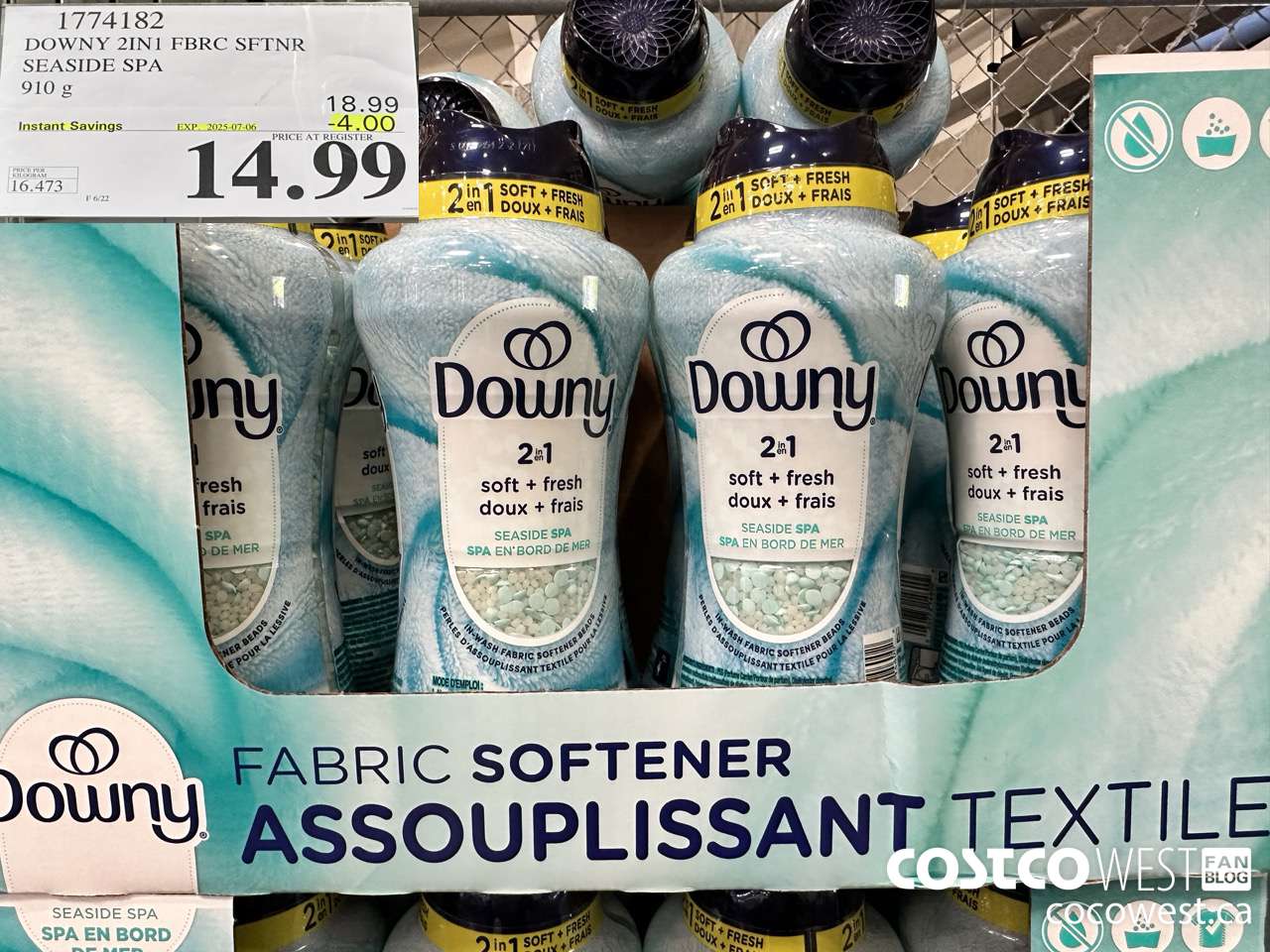 1774182 DOWNY 2IN1 FBRC SFTNR SEASIDE SPA 910G ($4.00 INSTANT SAVINGS EXPIRES ON 2025-07-06) $14.99