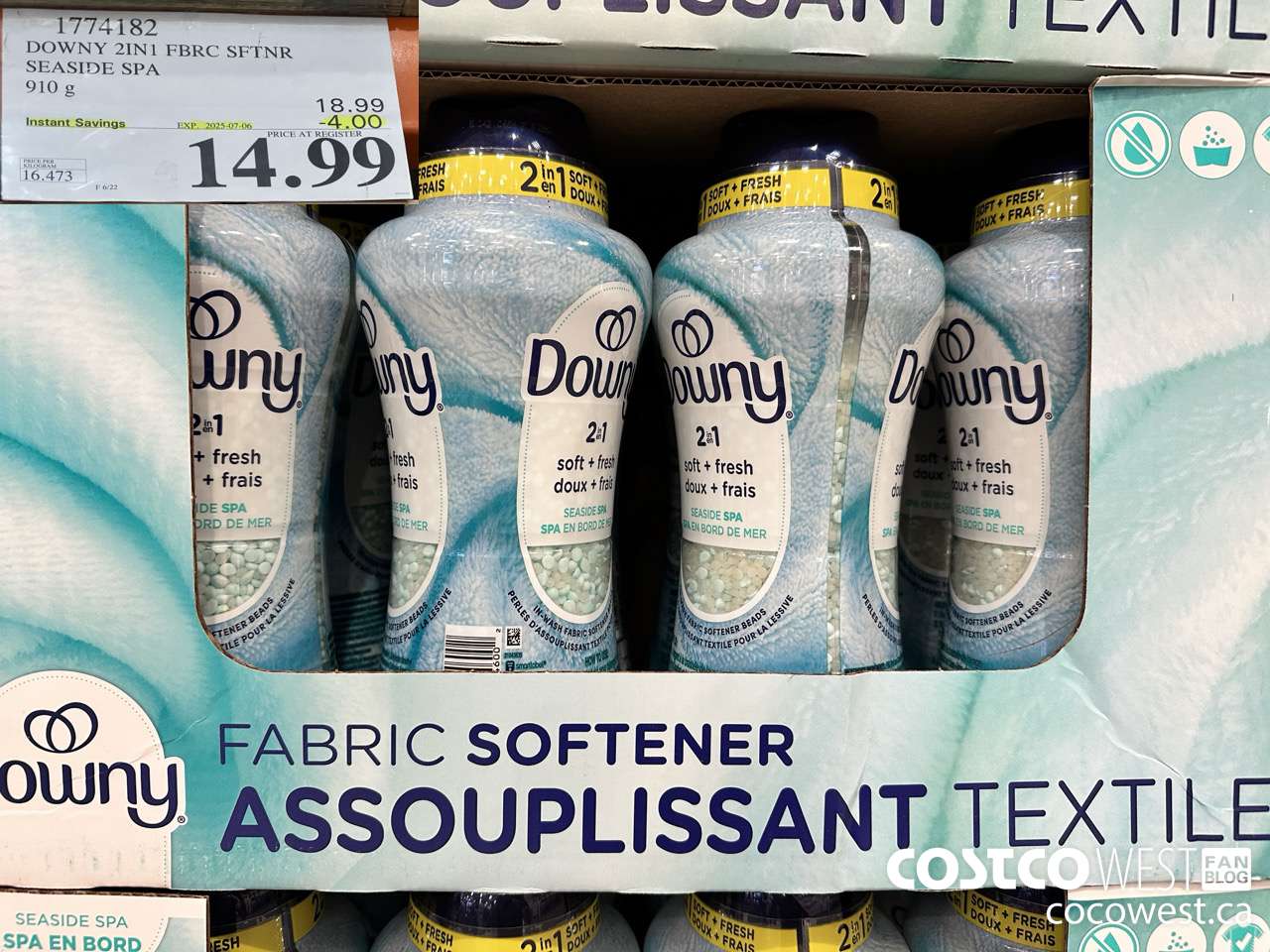 1774182 DOWNY 2IN1 FBRC SFTNR SEASIDE SPA 910G ($4.00 INSTANT SAVINGS EXPIRES ON 2025-07-06) $14.99