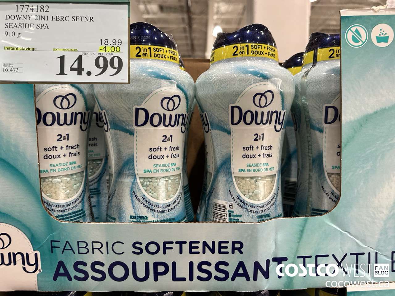 1774182 DOWNY 2IN1 FBRC SFTNR SEASIDE SPA 910G ($4.00 INSTANT SAVINGS EXPIRES ON 2025-07-06) $14.99