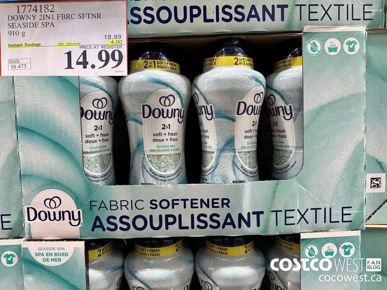 1774182 DOWNY 2IN1 FBRC SFTNR SEASIDE SPA 910G ($4.00 INSTANT SAVINGS EXPIRES ON 2025-07-06) $14.99