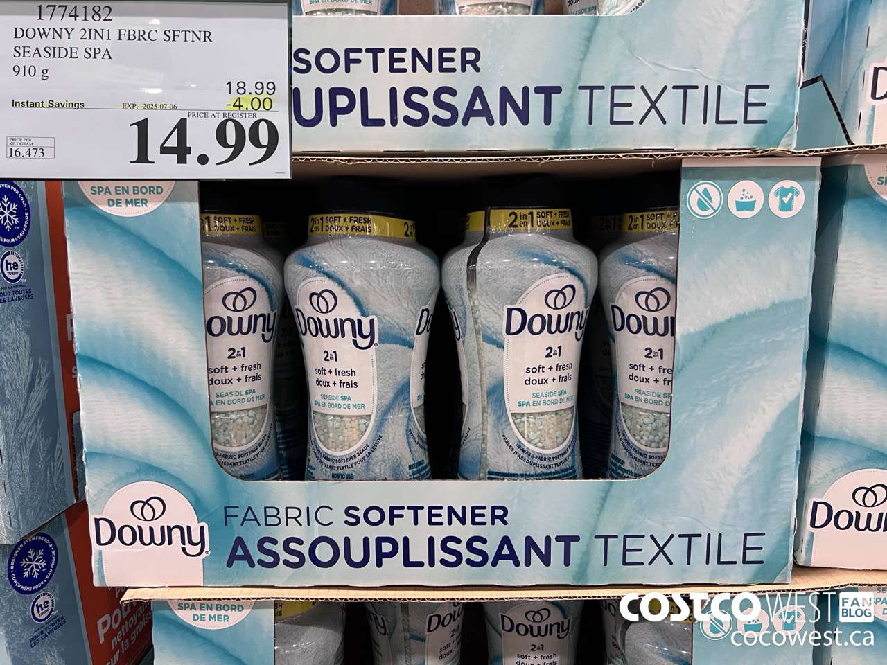 1774182 DOWNY 2IN1 FBRC SFTNR SEASIDE SPA 910G ($4.00 INSTANT SAVINGS EXPIRES ON 2025-07-06) $14.99