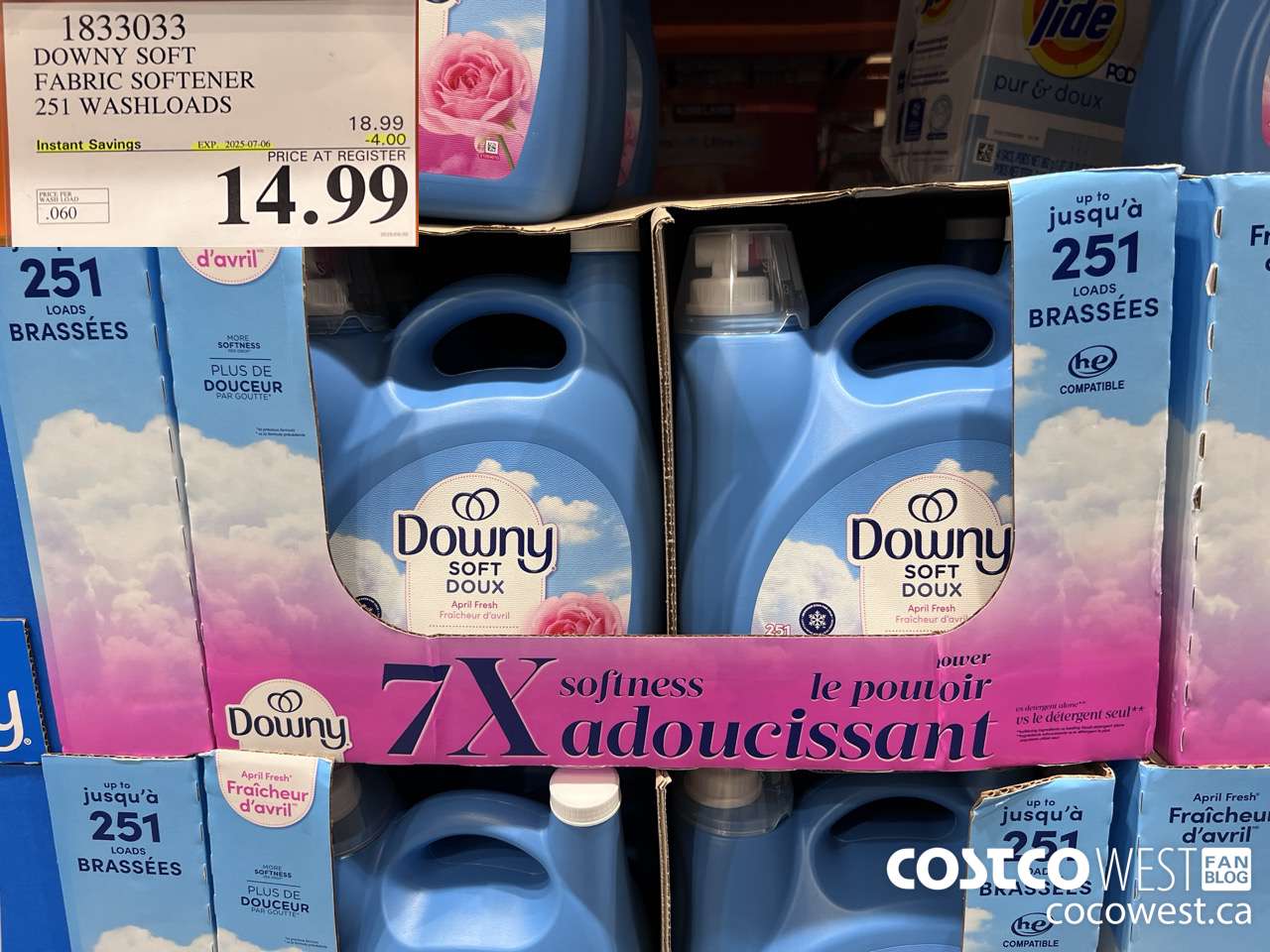 1833033 DOWNY SOFT FABRIC SOFTENER 251 WASHLOADS ($4.00 INSTANT SAVINGS EXPIRES ON 2025-07-06) $14.99