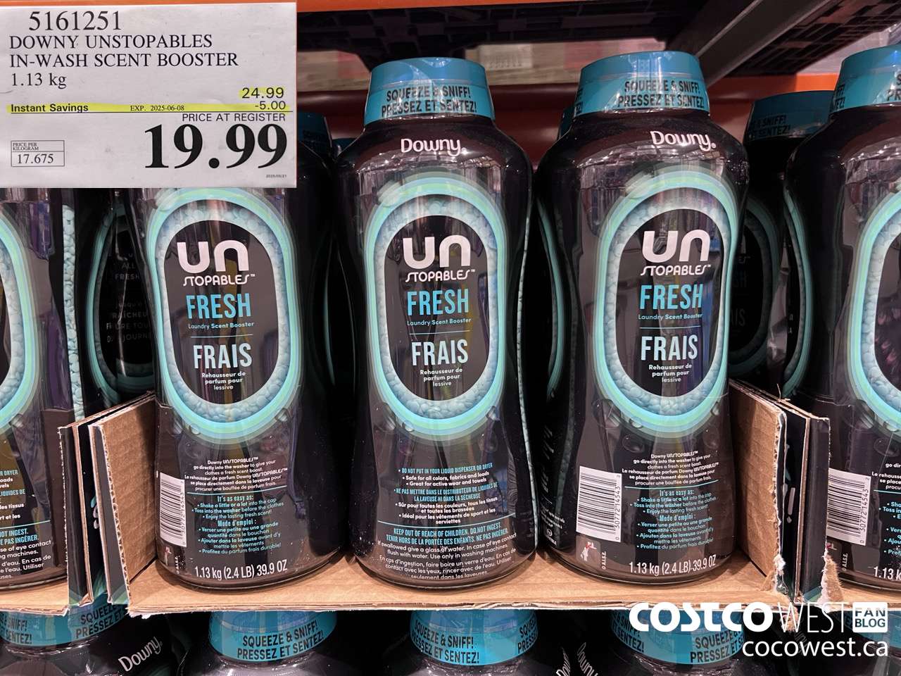 5161251 DOWNY UNSTOPPABLES IN-WASH SCENT BOOSTER 1131 g ($5.00 INSTANT SAVINGS EXPIRES ON 2025-06-08) $19.99
