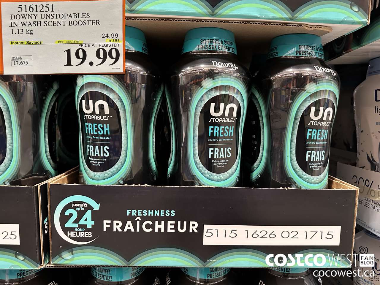 5161251 DOWNY UNSTOPPABLES IN-WASH SCENT BOOSTER 1131 g ($5.00 INSTANT SAVINGS EXPIRES ON 2025-06-08) $19.99