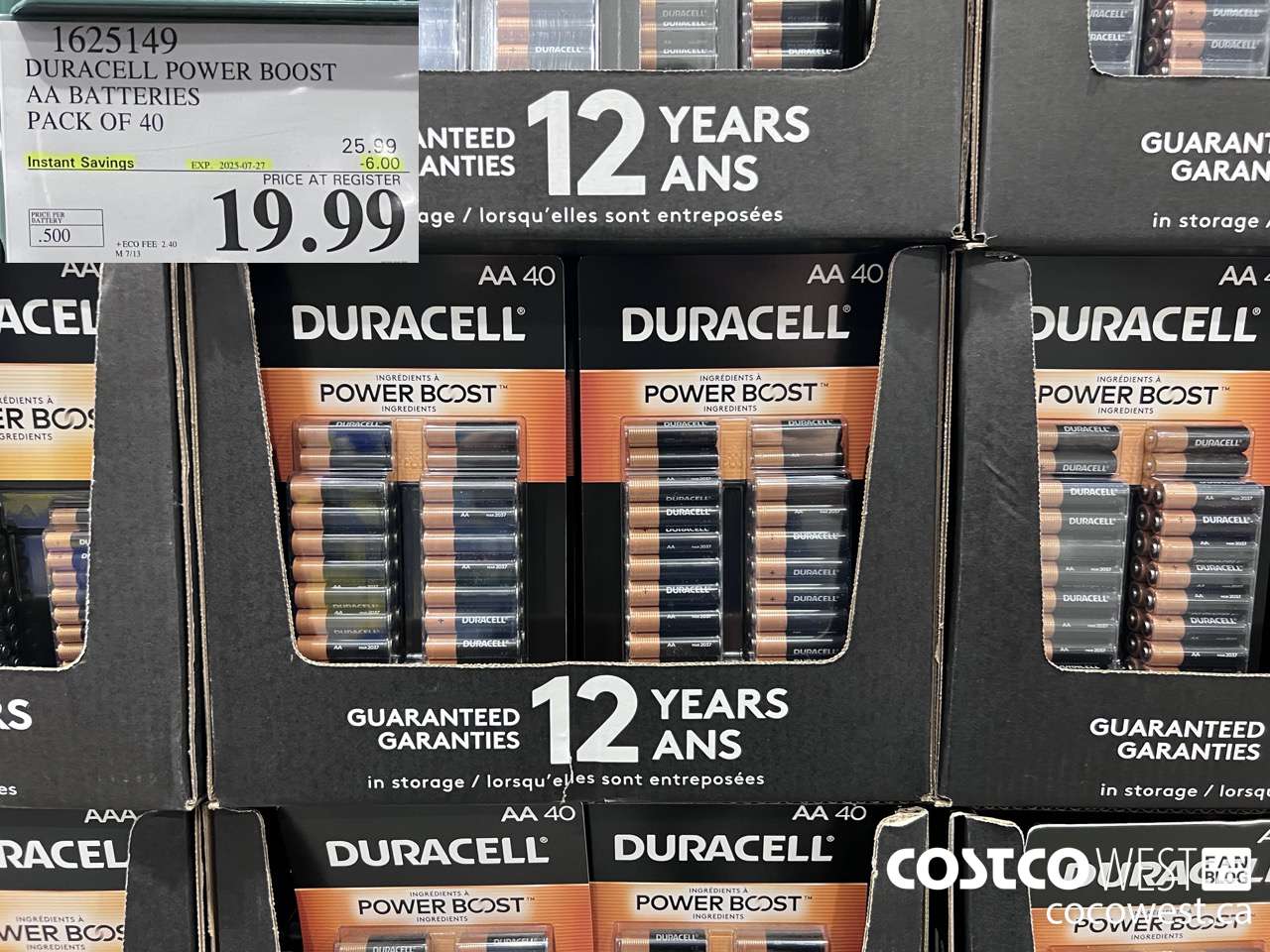 1625149 DURACELL POWER BOOST AA BATTERIES PACK OF 40 ($6.00 INSTANT SAVINGS EXPIRES ON 2025-07-27) $19.99