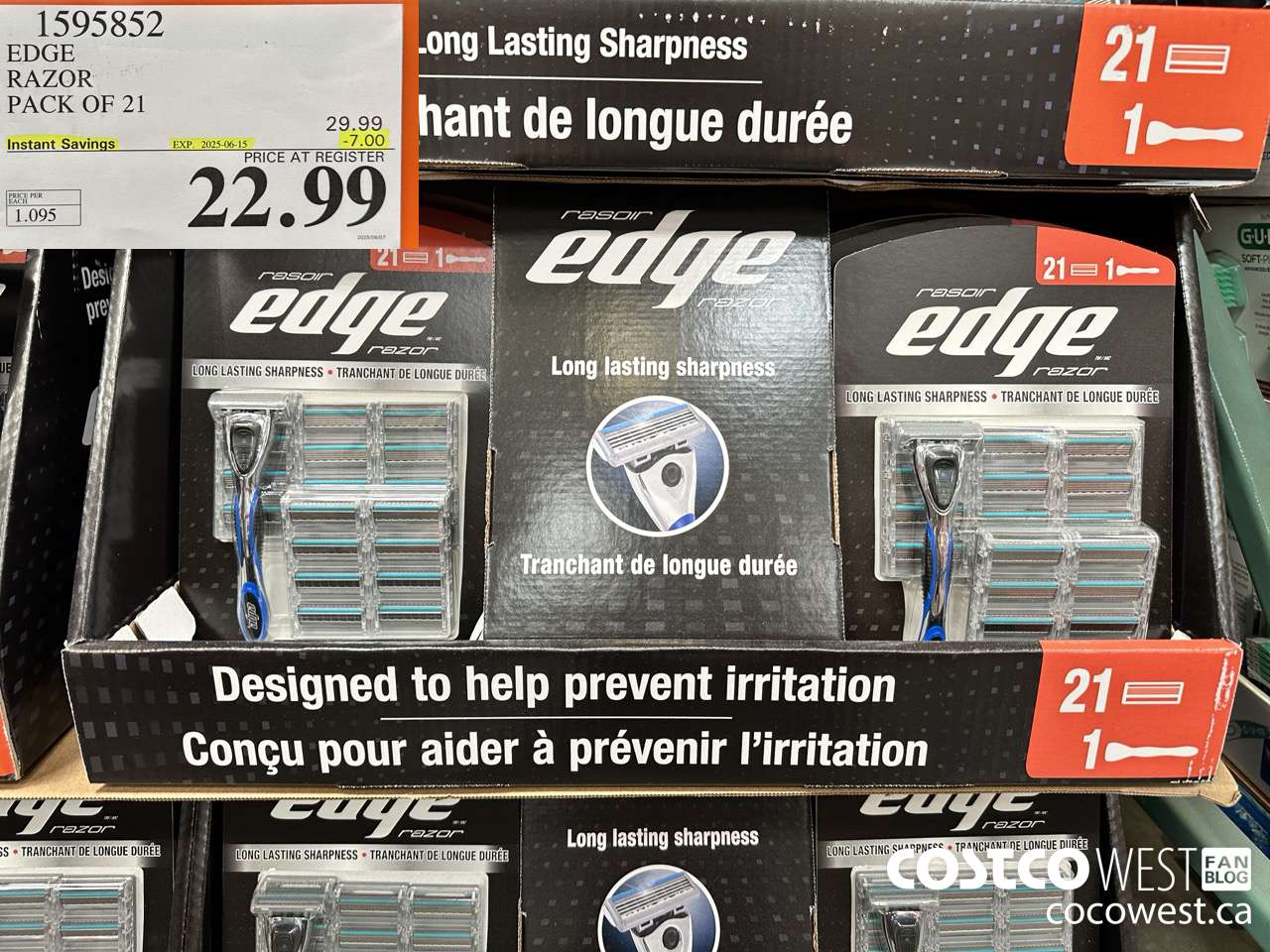 1595852 EDGE RAZOR PACK OF 21 ($7.00 INSTANT SAVINGS EXPIRES ON 2025-06-15) $22.99