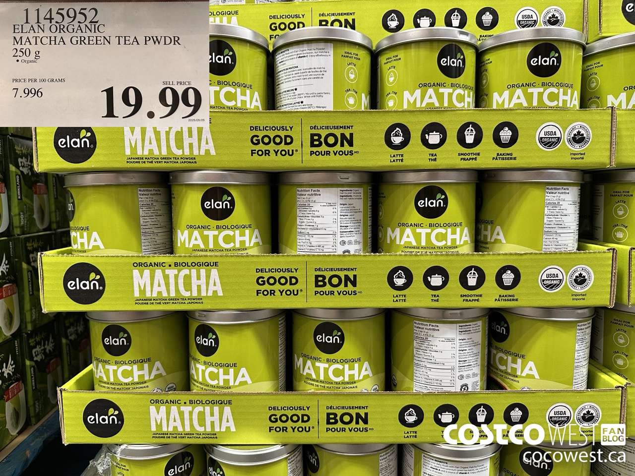 1145952 ELAN ORGANIC MATCHA GREEN TEA POWDER 250 g $19.99