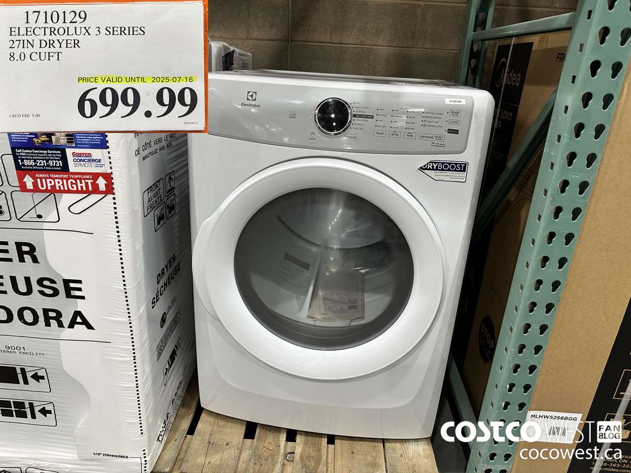 1710129 ELECTROLUX 3 SERIES 27IN DRYER 8.0 CUFT (EXPIRES ON 2025-07-16) $699.99