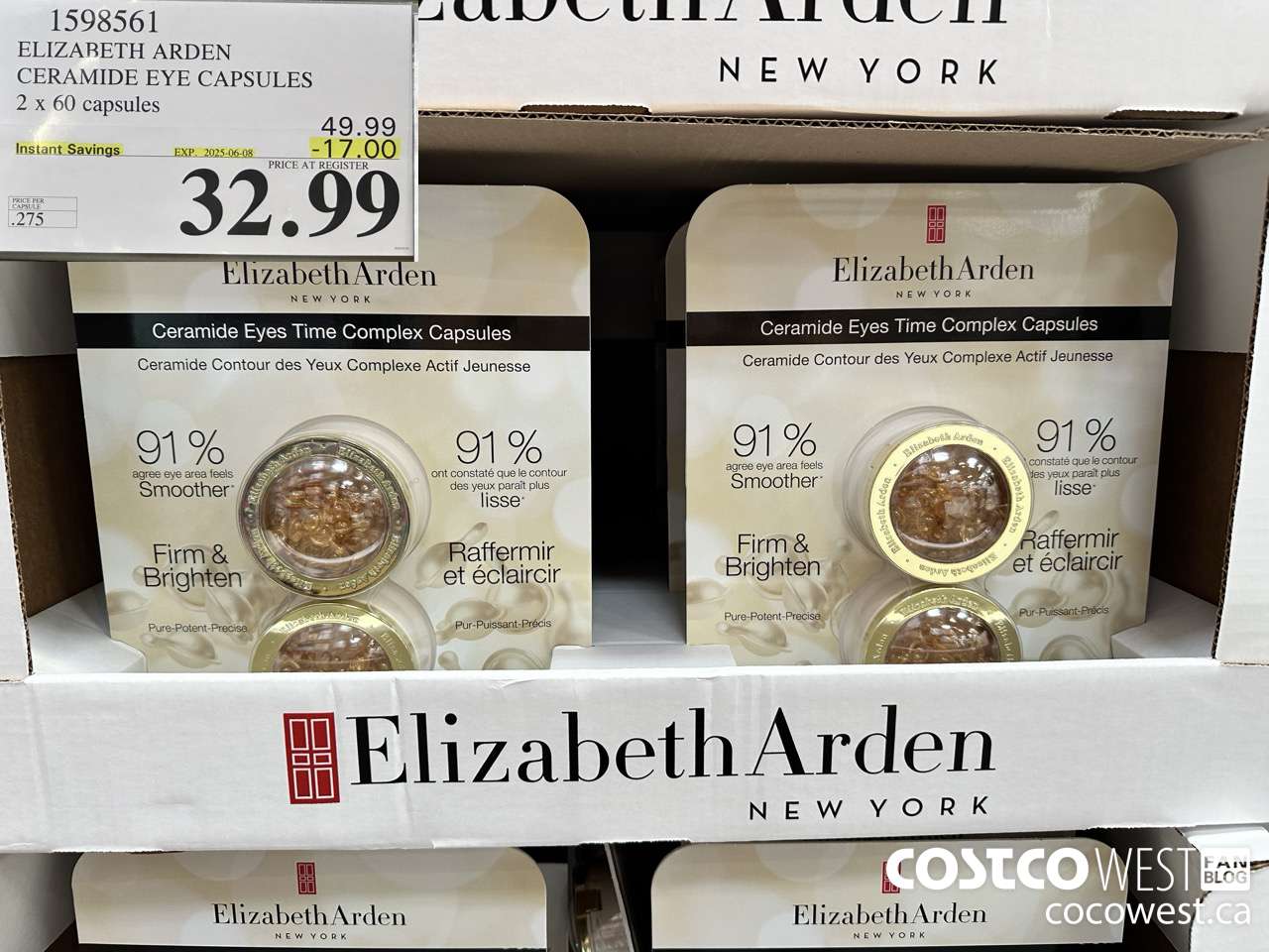 1598561 ELIZABETH ARDEN CERAMIDE EYE CAPSULES 2 X 60 CAPSULES ($17.00 INSTANT SAVINGS EXPIRES ON 2025-06-08) $32.99