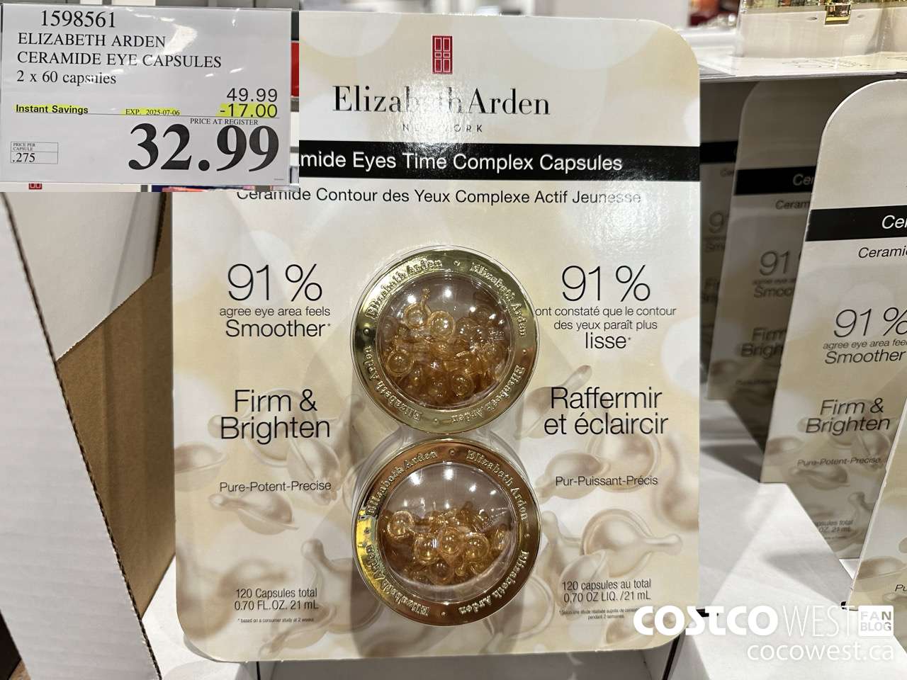 1598561 ELIZABETH ARDEN CERAMIDE EYE CAPSULES 2 X 60 CAPSULES ($17.00 INSTANT SAVINGS EXPIRES ON 2025-07-06) $32.99