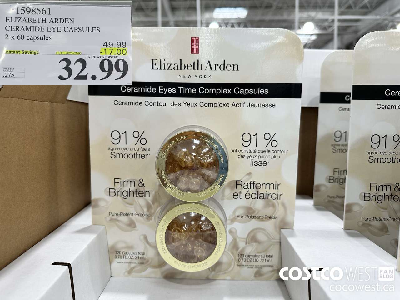 1598561 ELIZABETH ARDEN CERAMIDE EYE CAPSULES 2 X 60 CAPSULES ($17.00 INSTANT SAVINGS EXPIRES ON 2025-07-06) $32.99