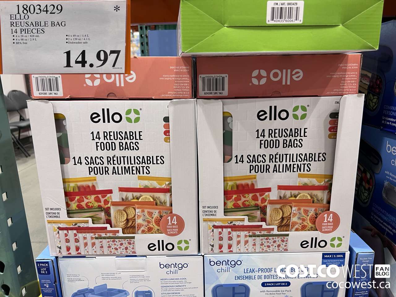 1803429 ELLO REUSABLE BAG 14 PIECES $14.97