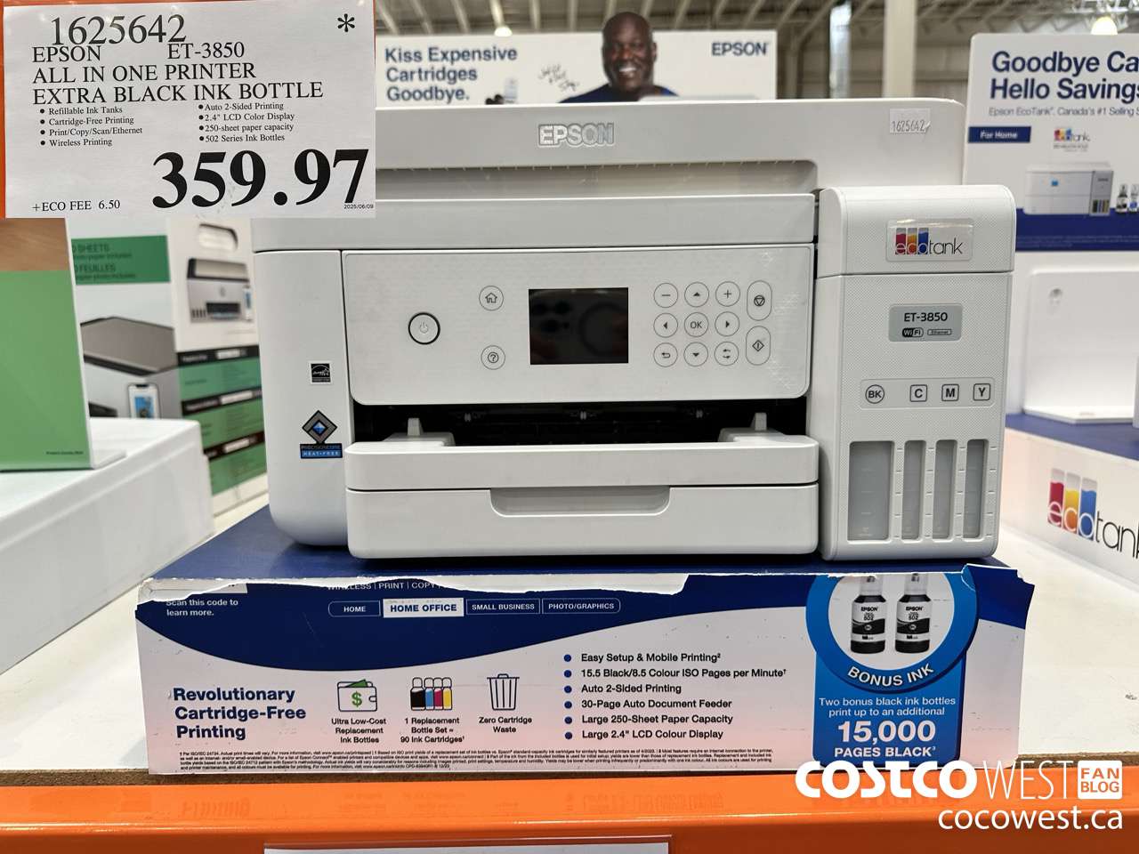 1625642 EPSON ET-3850 ALL IN ONE PRINTER EXTRA BLACK INK BOTTLE $359.97