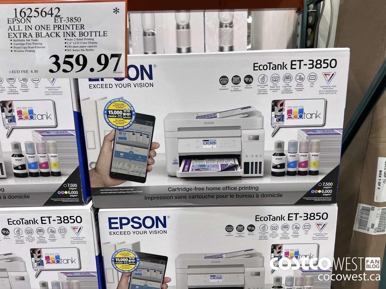 1625642 EPSON ET-3850 ALL IN ONE PRINTER EXTRA BLACK INK BOTTLE $359.97