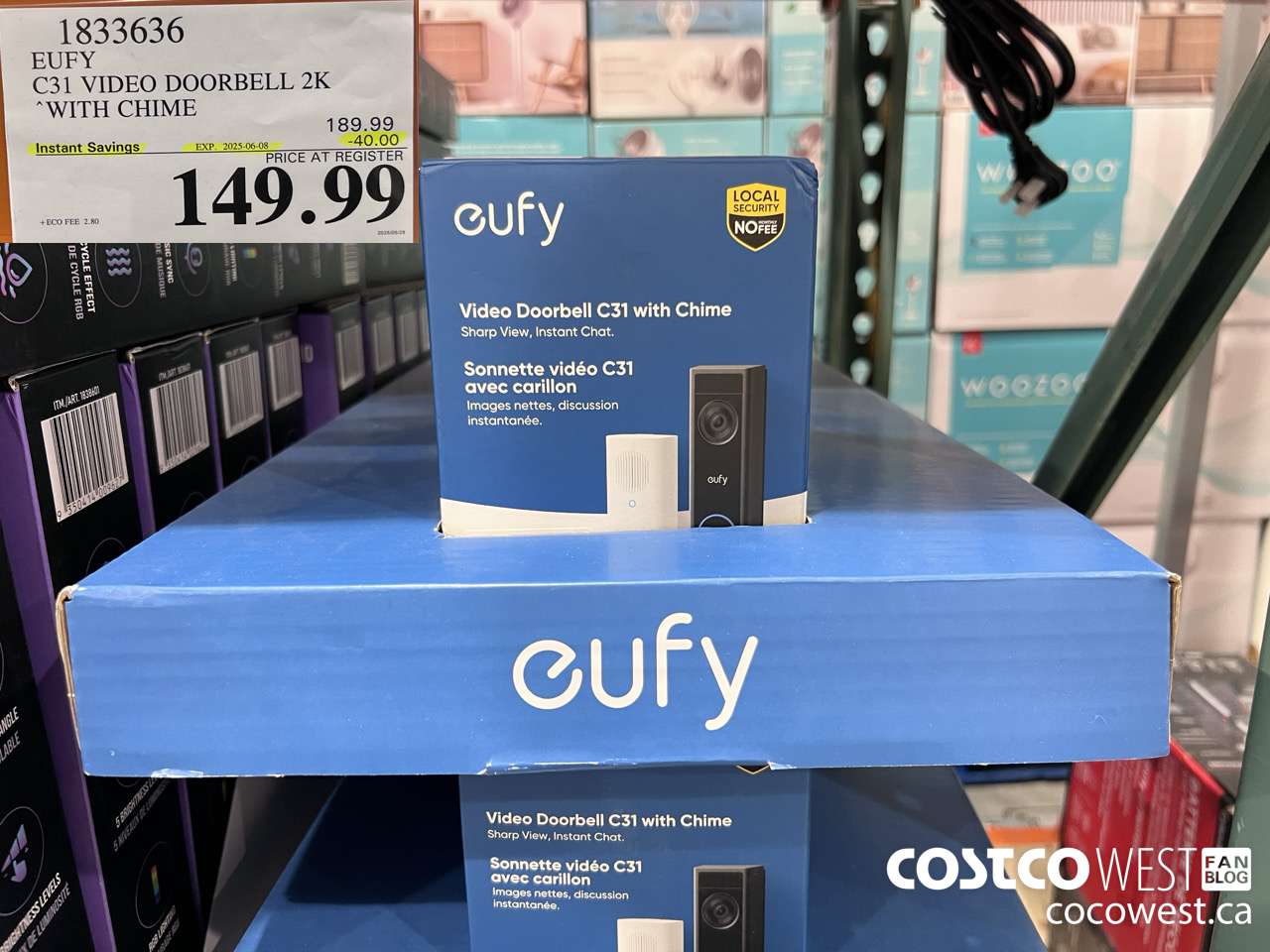 1833636 EUFY C31 VIDEO DOORBELL 2K WITH CHIME ($40.00 INSTANT SAVINGS EXPIRES ON 2025-06-08) $149.99