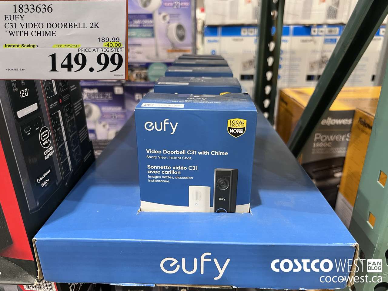 1833636 EUFY C31 VIDEO DOORBELL 2K WITH CHIME ($40.00 INSTANT SAVINGS EXPIRES ON 2025-07-11) $149.99