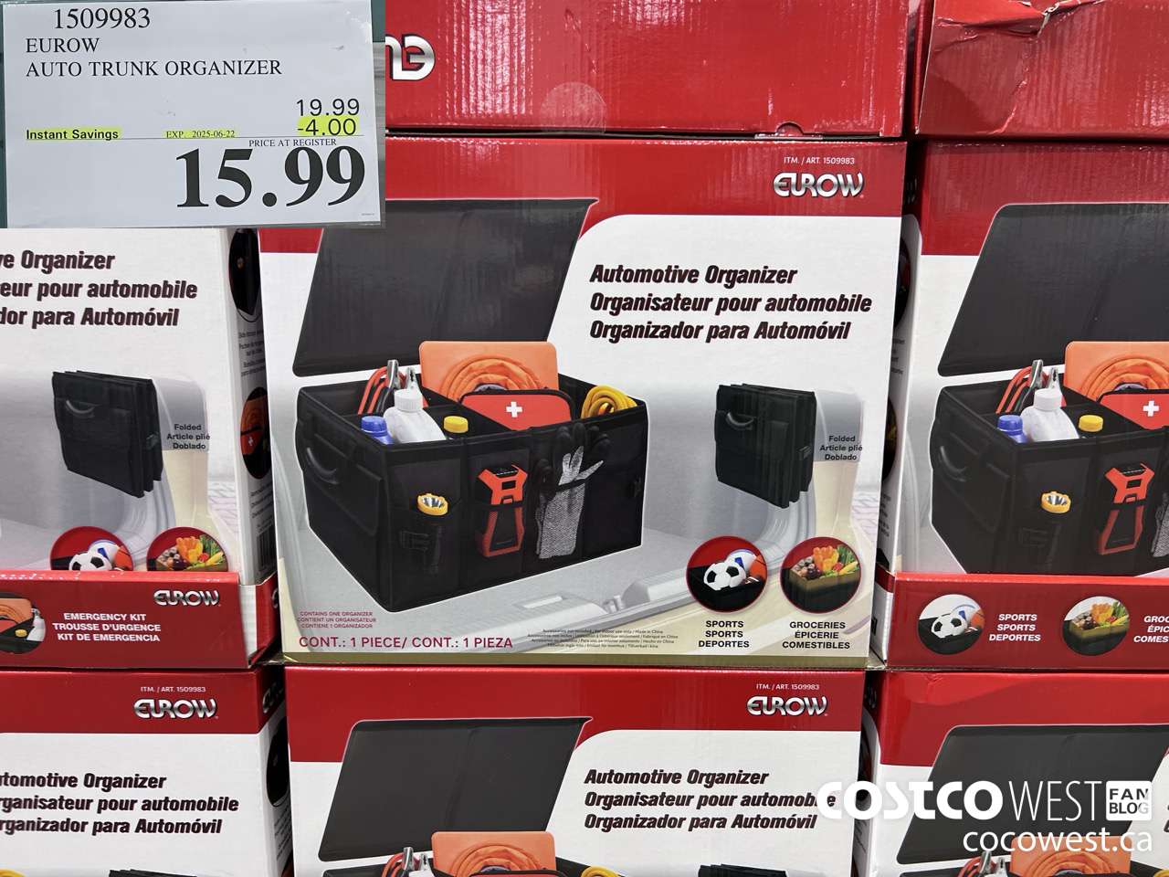 1509983 EUROW AUTO TRUNK ORGANIZER ($4.00 INSTANT SAVINGS EXPIRES ON 2025-06-22) $15.99