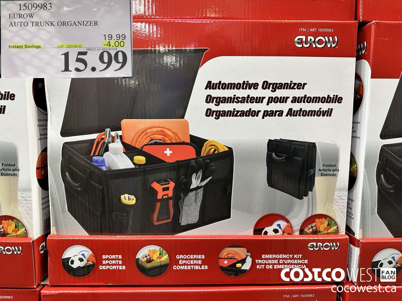 1509983 EUROW AUTO TRUNK ORGANIZER ($4.00 INSTANT SAVINGS EXPIRES ON 2025-06-22) $15.99