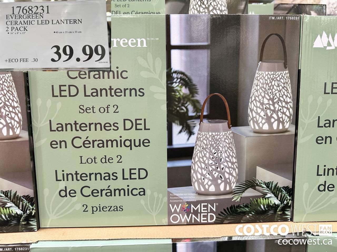 1768231 EVERGREEN CERAMIC LED LANTERN 2 PACK $39.99