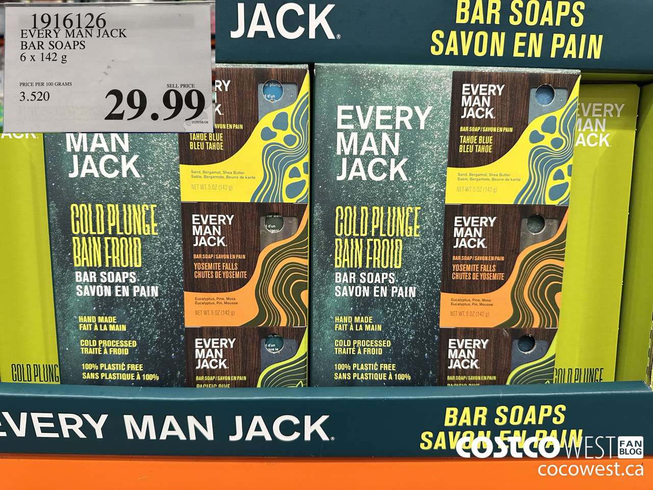 1916126 EVERY MAN JACK BAR SOAPS 6 X 142G $29.99