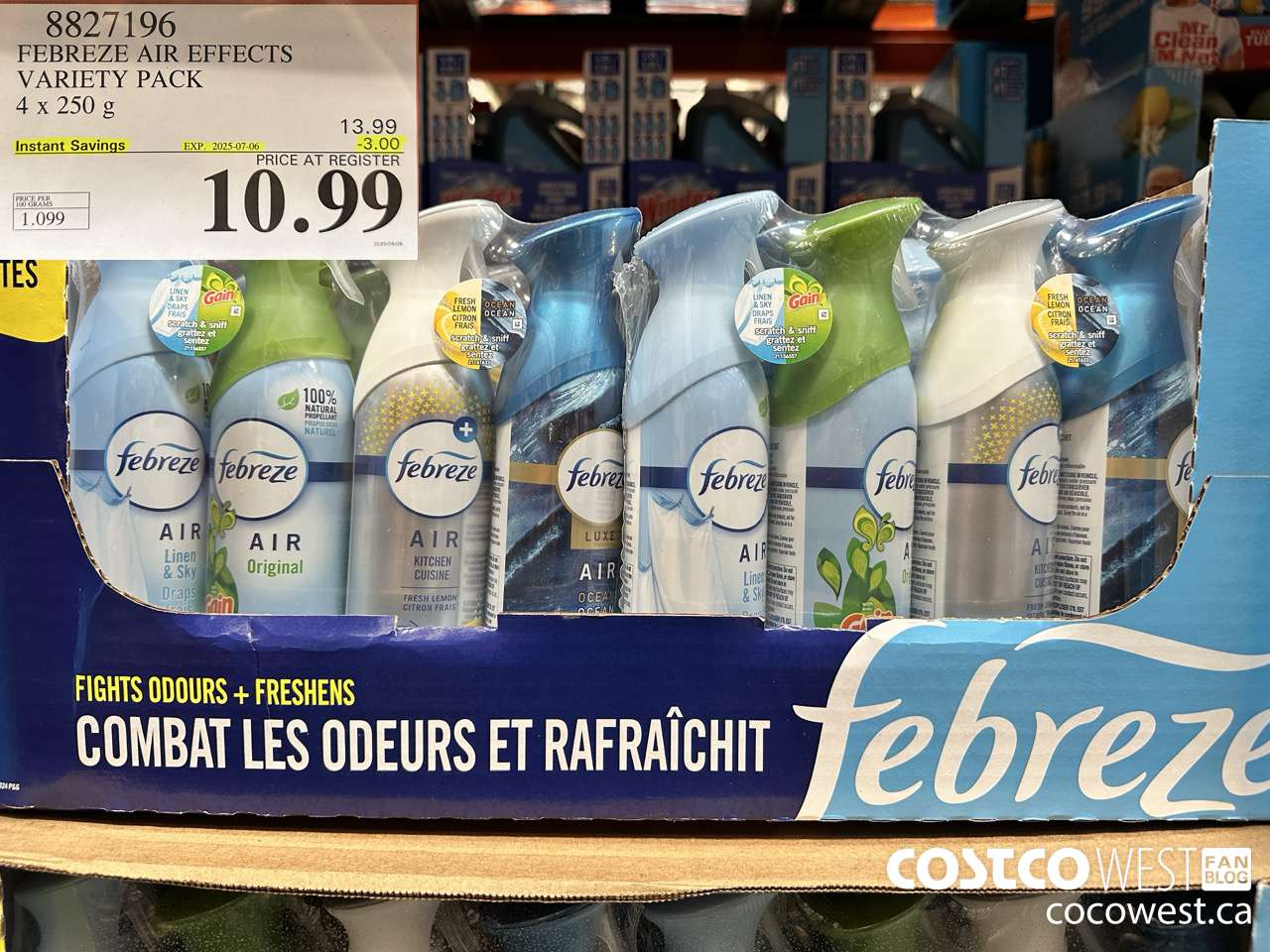 8827196 FEBREZE AIR EFFECTS VARIETY PACK 4 X 250 G ($3.00 INSTANT SAVINGS EXPIRES ON 2025-07-06) $10.99