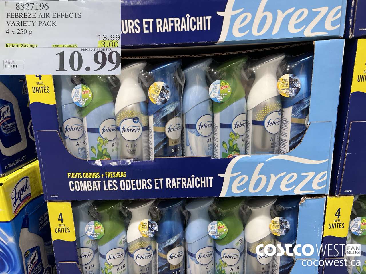 8827196 FEBREZE AIR EFFECTS VARIETY PACK 4 X 250 G ($3.00 INSTANT SAVINGS EXPIRES ON 2025-07-06) $10.99