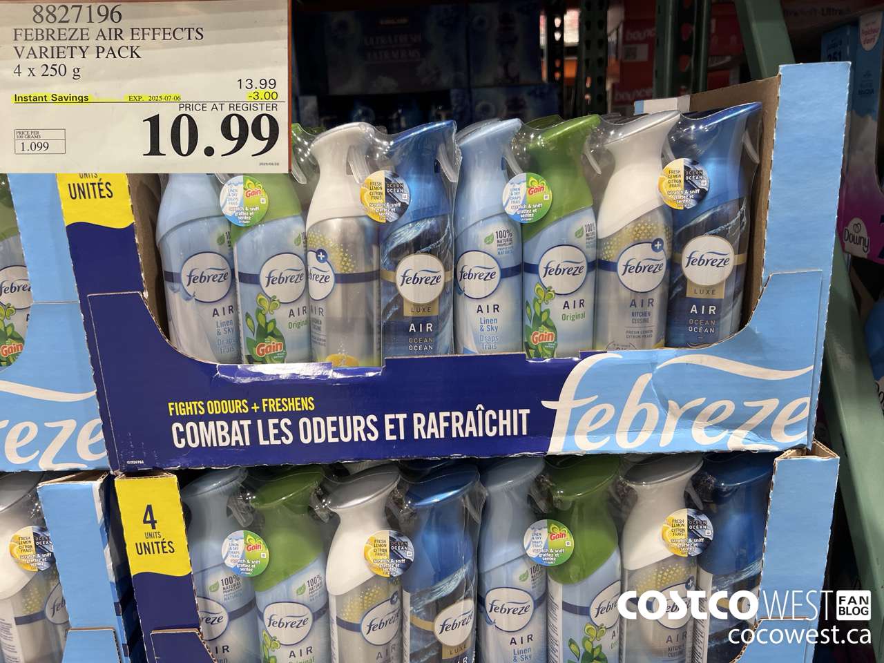 8827196 FEBREZE AIR EFFECTS VARIETY PACK 4 X 250 G ($3.00 INSTANT SAVINGS EXPIRES ON 2025-07-06) $10.99