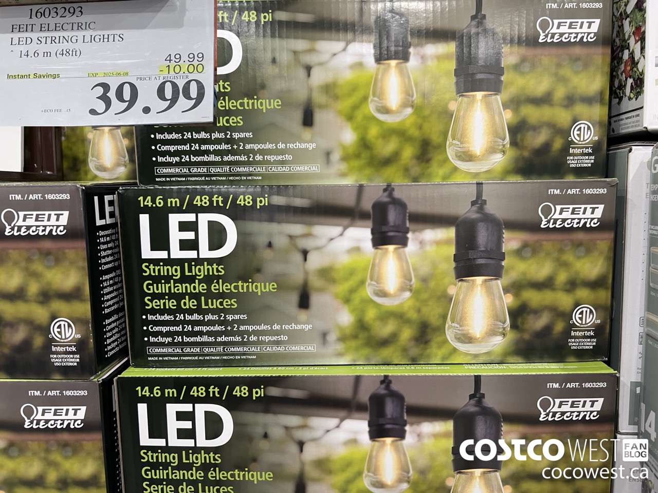 1603293 FEIT ELECTRIC LED STRING LIGHTS 14.6 M (48FT) ($10.00 INSTANT SAVINGS EXPIRES ON 2025-06-08) $39.99