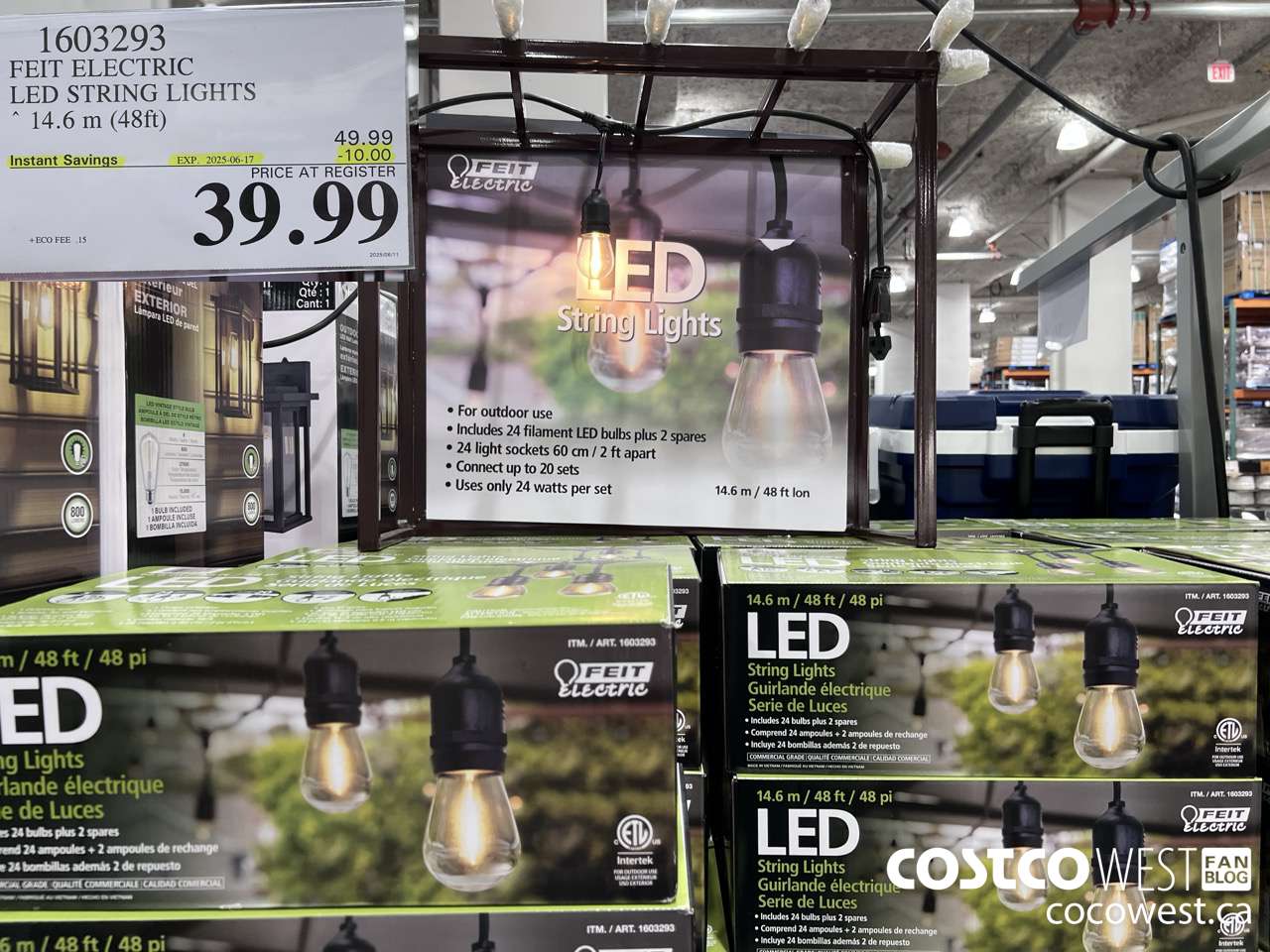 1603293 FEIT ELECTRIC LED STRING LIGHTS 14.6 M (48FT) ($10.00 INSTANT SAVINGS EXPIRES ON 2025-06-17) $39.99