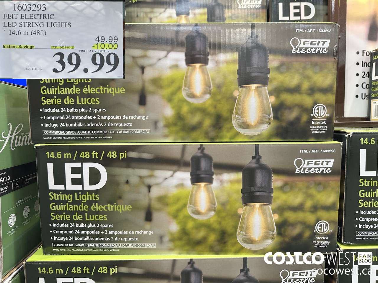 1603293 FEIT ELECTRIC LED STRING LIGHTS 14.6 M (48FT) ($10.00 INSTANT SAVINGS EXPIRES ON 2025-06-23) $39.99