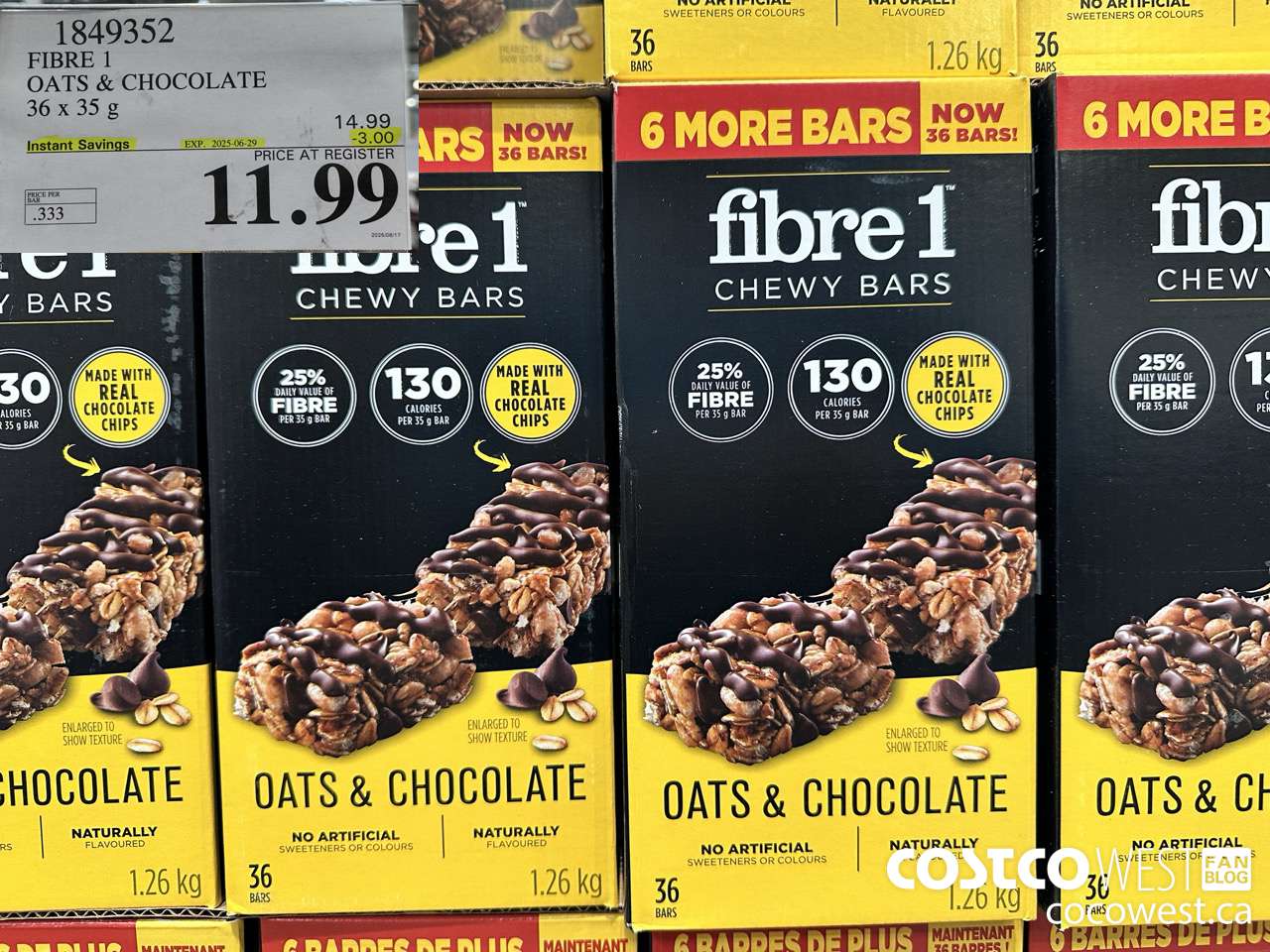 1849352 FIBRE 1 OATS & CHOCOLATE 36 X 35G ($3.00 INSTANT SAVINGS EXPIRES ON 2025-06-29) $11.99