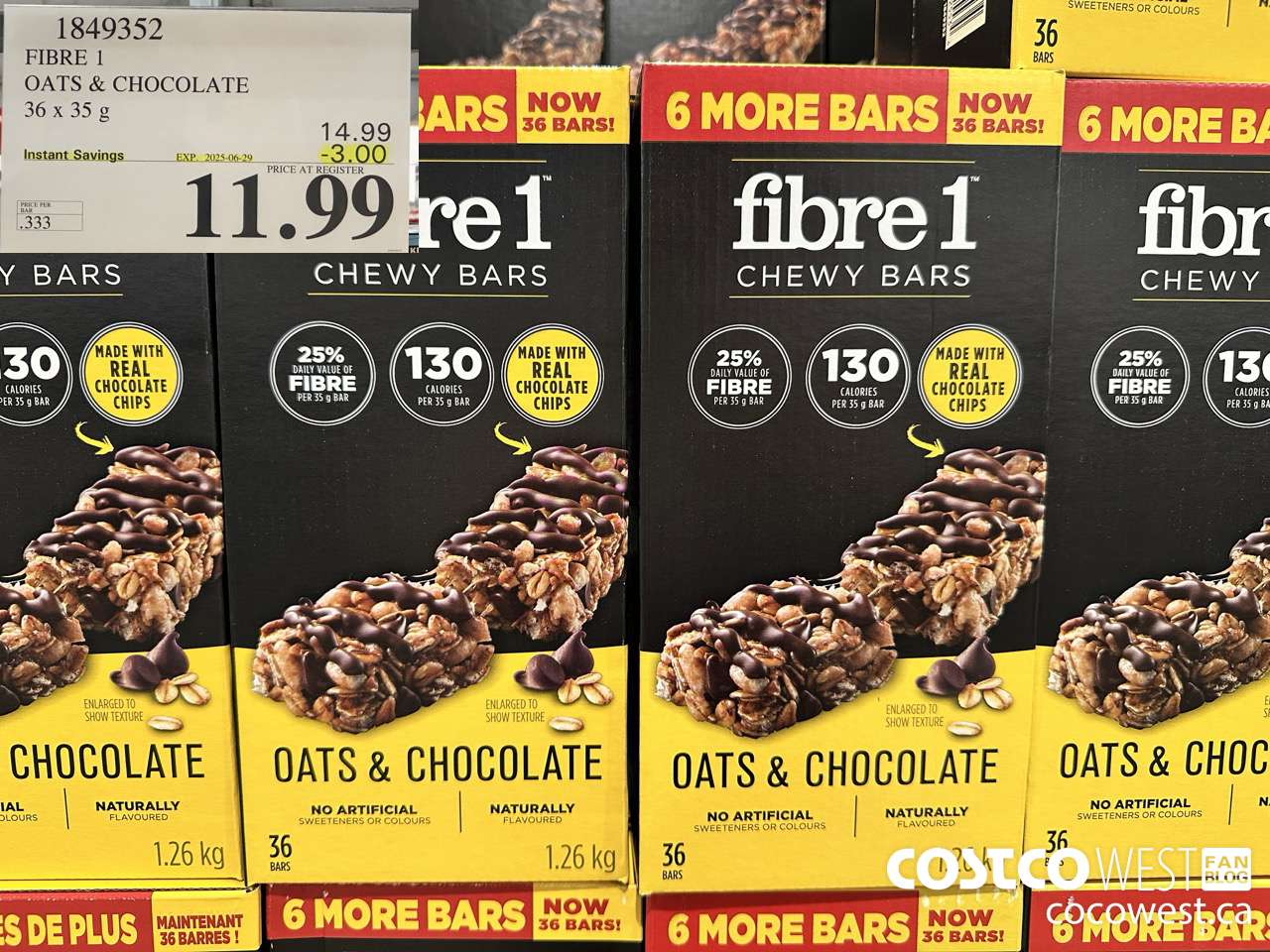 1849352 FIBRE 1 OATS & CHOCOLATE 36 X 35G ($3.00 INSTANT SAVINGS EXPIRES ON 2025-06-29) $11.99