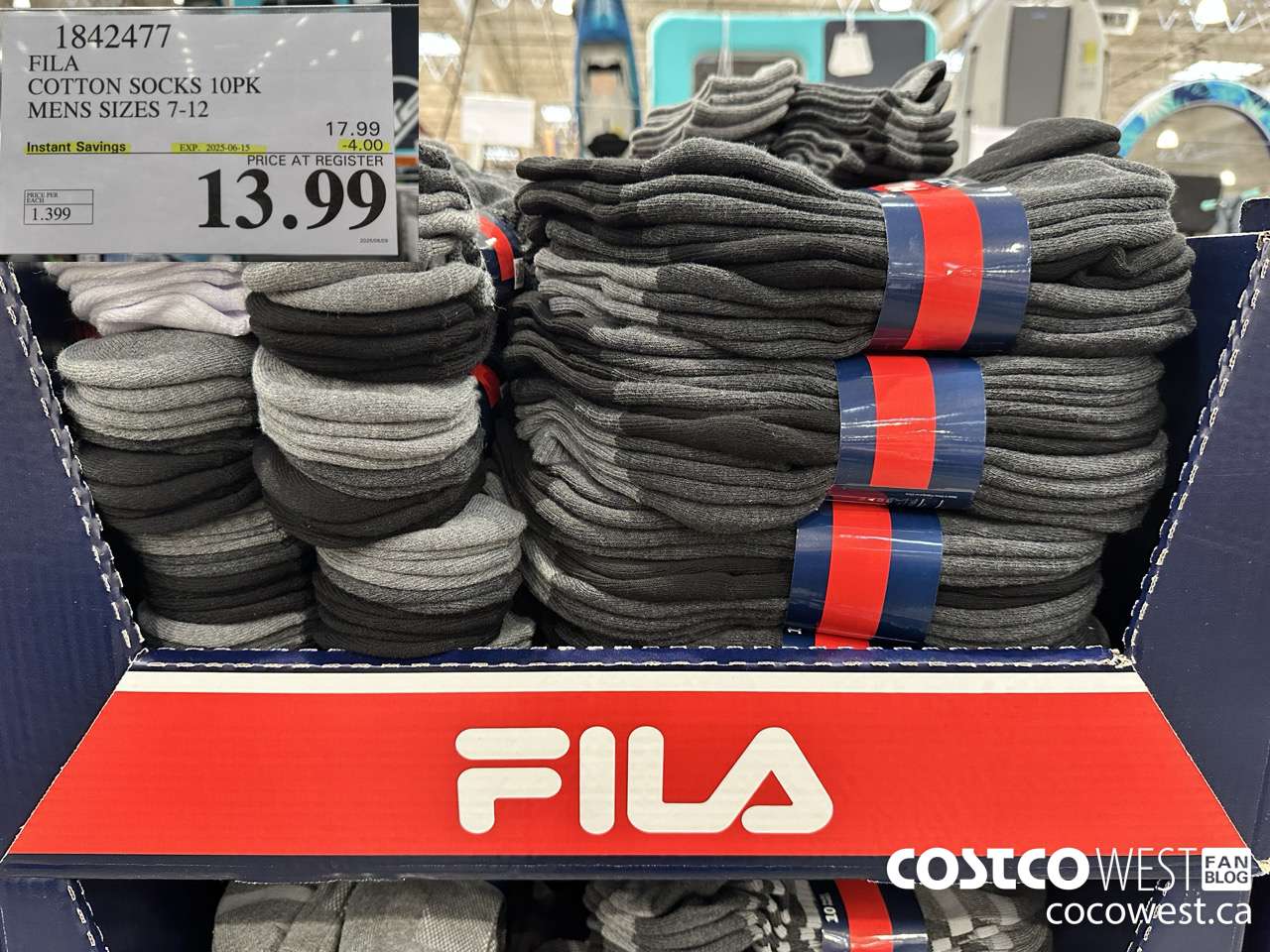 1842477 FILA COTTON SOCKS 10PK MENS SIZES 7-12 ($4.00 INSTANT SAVINGS EXPIRES ON 2025-06-15) $13.99