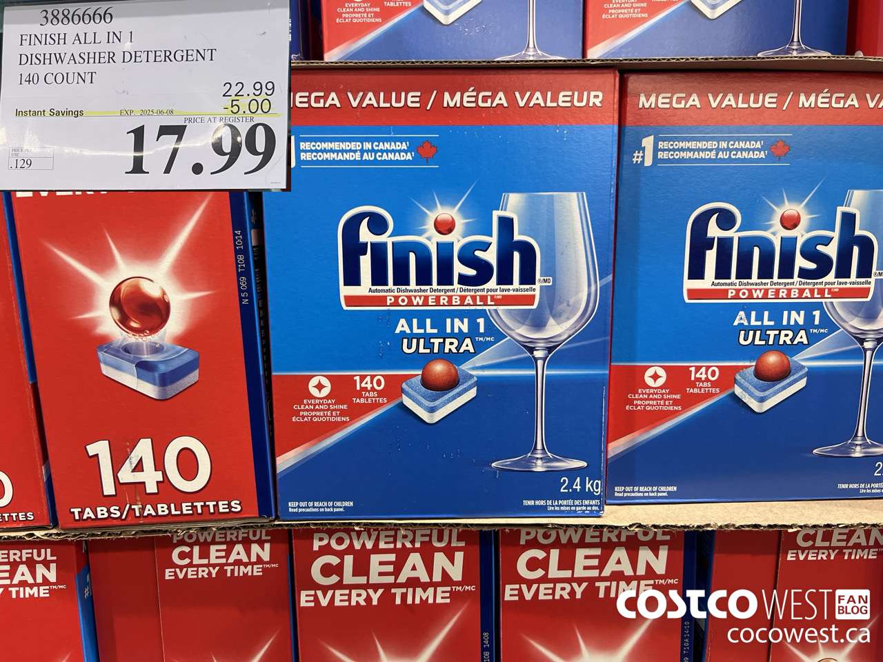 3886666 FINISH ALL IN 1 DISHWASHER DETERGENT 140 COUNT ($5.00 INSTANT SAVINGS EXPIRES ON 2025-06-08) $17.99