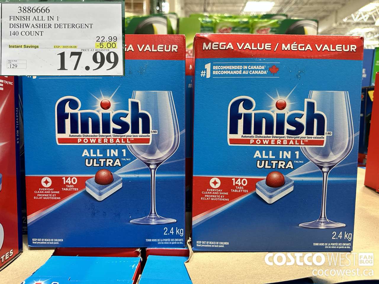 3886666 FINISH ALL IN 1 DISHWASHER DETERGENT 140 COUNT ($5.00 INSTANT SAVINGS EXPIRES ON 2025-06-08) $17.99