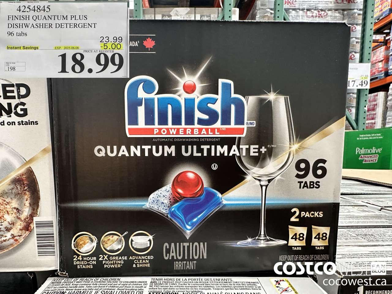 4254845 FINISH QUANTUM PLUS DISHWASHER DETERGENT 96 TABS ($5.00 INSTANT SAVINGS EXPIRES ON 2025-06-08) $18.99