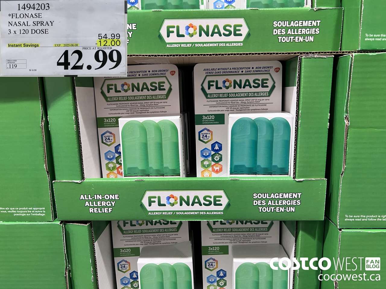 1494203 FLONASE NASAL SPRAY 3 X 120 DOSE ($12.00 INSTANT SAVINGS EXPIRES ON 2025-06-08) $42.99