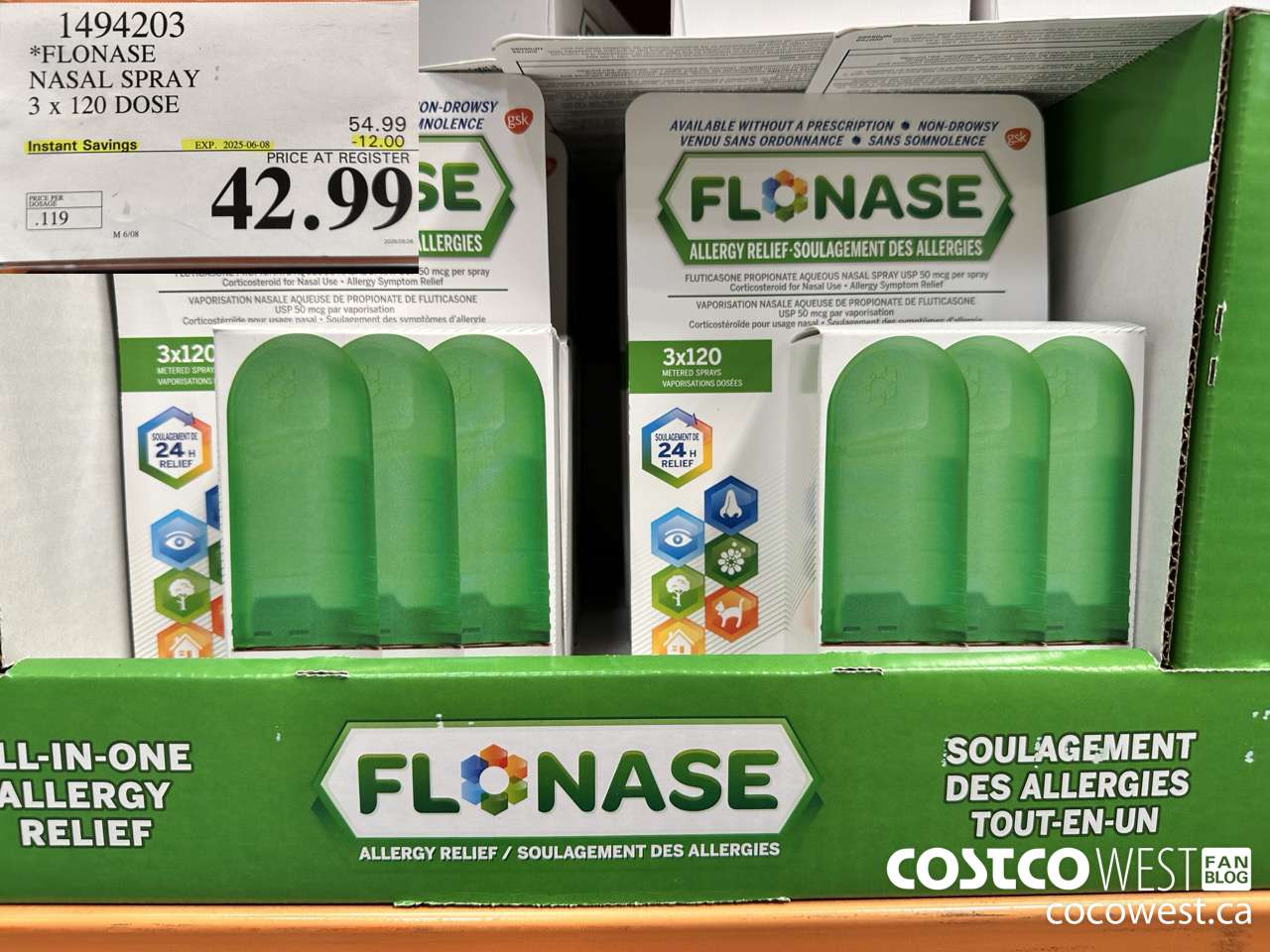 1494203 FLONASE NASAL SPRAY 3 X 120 DOSE ($12.00 INSTANT SAVINGS EXPIRES ON 2025-06-08) $42.99