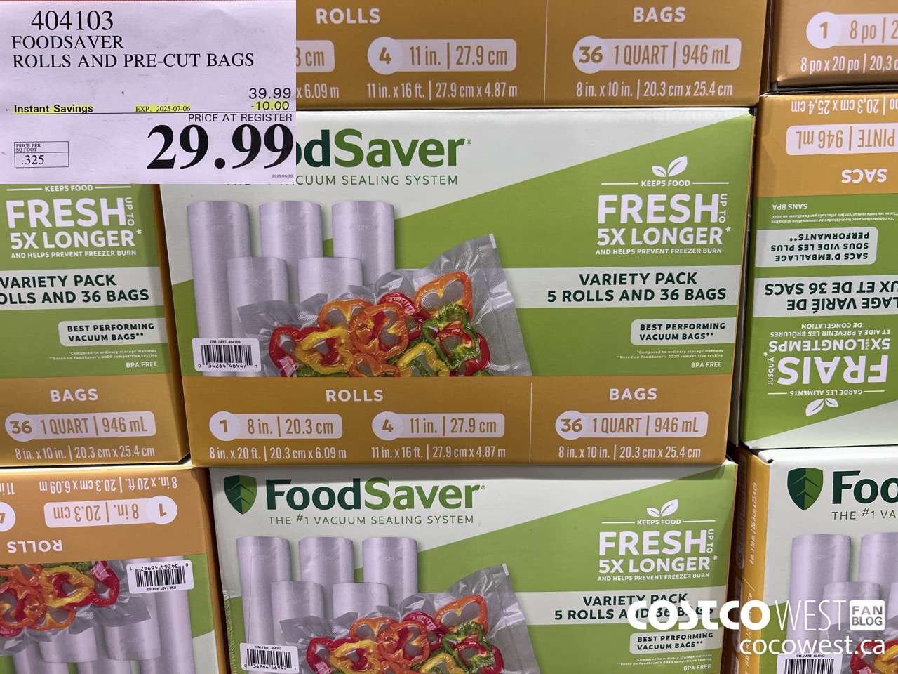 404103 FOODSAVER ROLLS AND PRE-CUT BAGS ($10.00 INSTANT SAVINGS EXPIRES ON 2025-07-06) $29.99