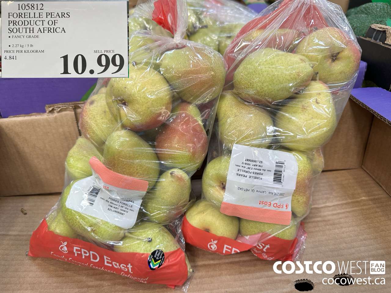 105812 FORELLE PEARS PRODUCT OF SOUTH AFRICA $10.99