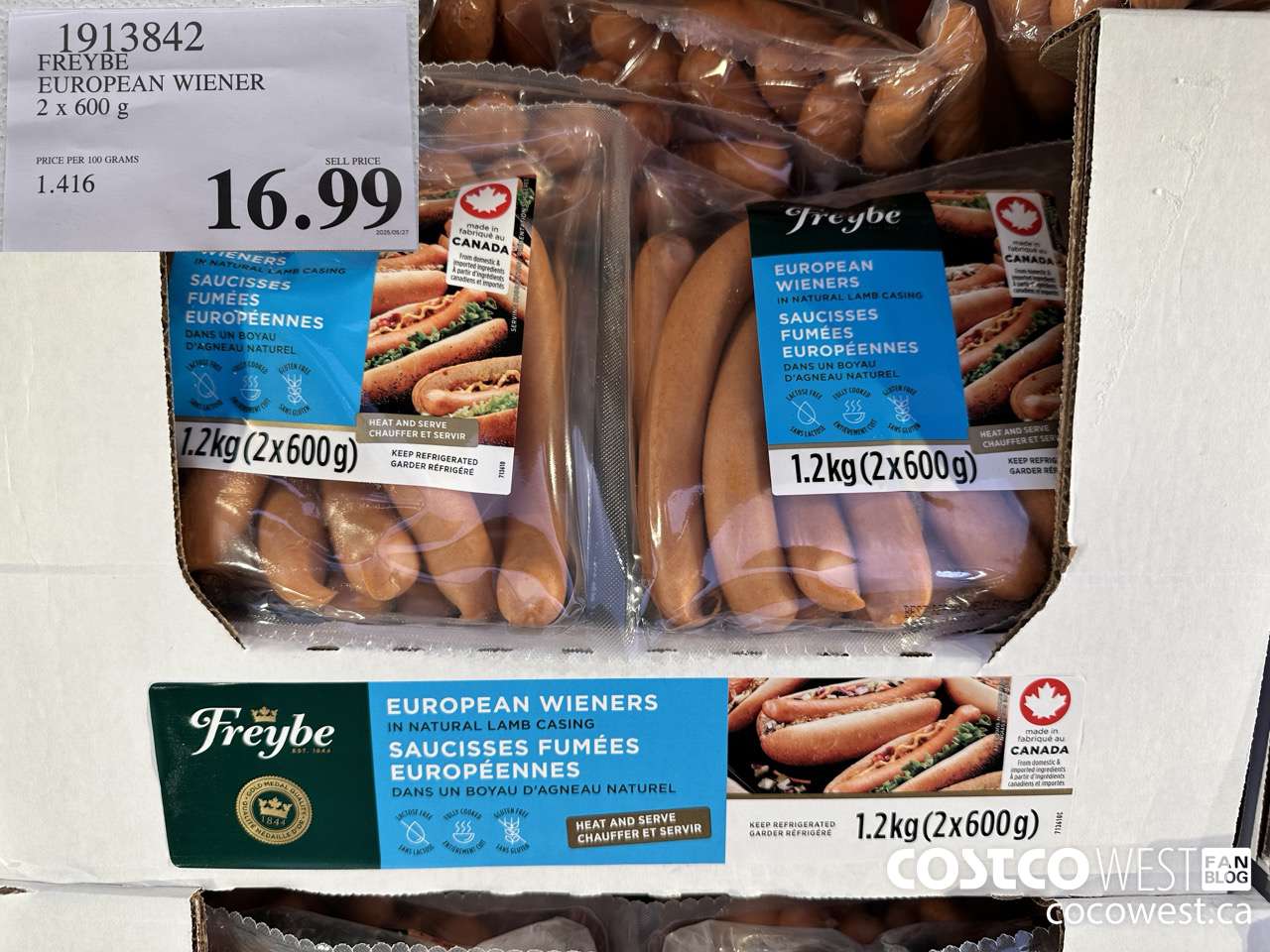 1913842 FREYBE EUROPEAN WIENER 2 X 600 G $16.99