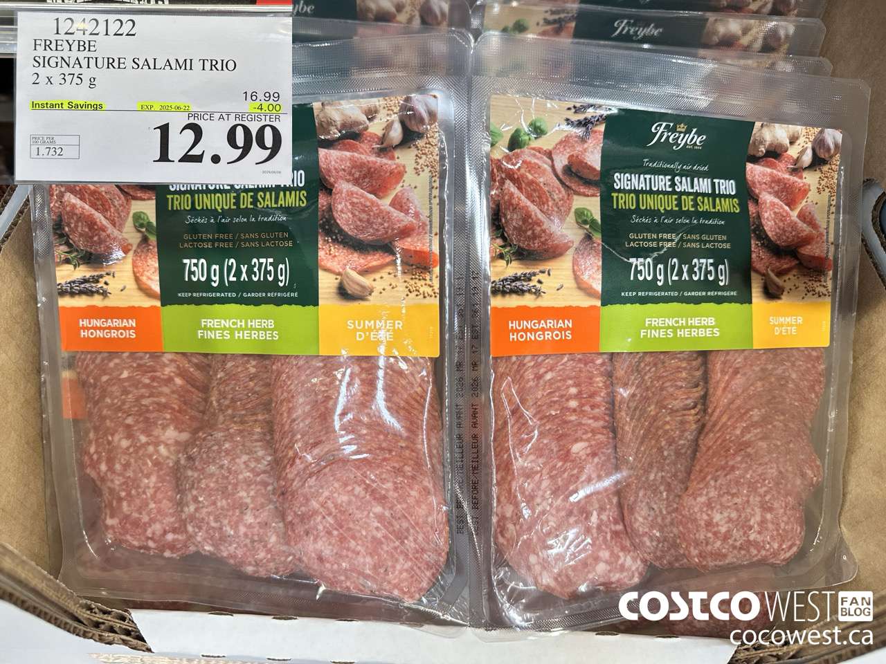 1242122 FREYBE SIGNATURE SALAMI TRIO 2 X 375 G ($4.00 INSTANT SAVINGS EXPIRES ON 2025-06-22) $12.99