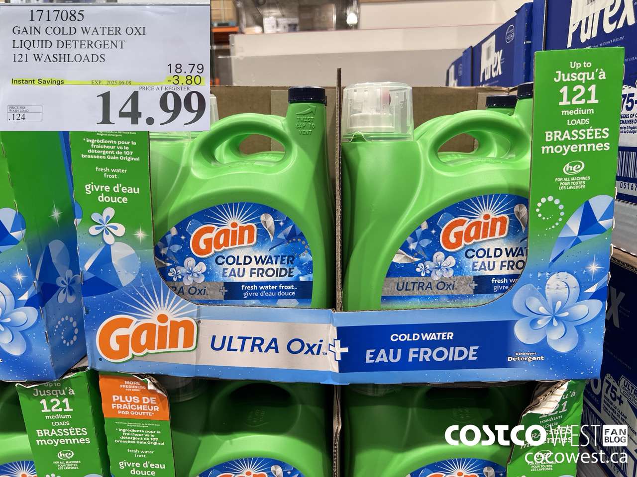 1717085 GAIN COLD WATER OXI LIQUID DETERGENT 121 WASHLOADS ($3.80 INSTANT SAVINGS EXPIRES ON 2025-06-08) $14.99
