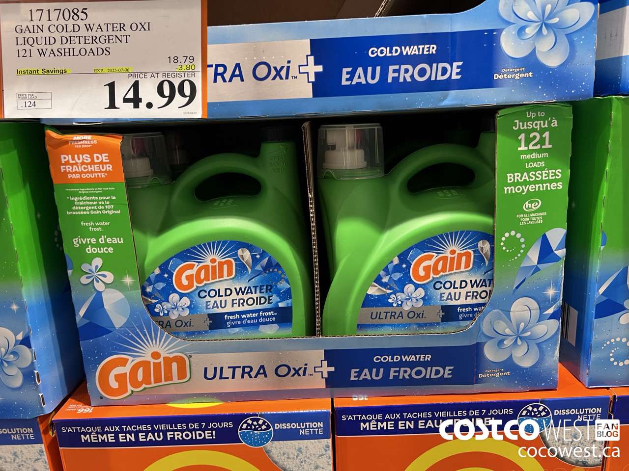 1717085 GAIN COLD WATER OXI LIQUID DETERGENT 121 WASHLOADS ($3.80 INSTANT SAVINGS EXPIRES ON 2025-07-06) $14.99