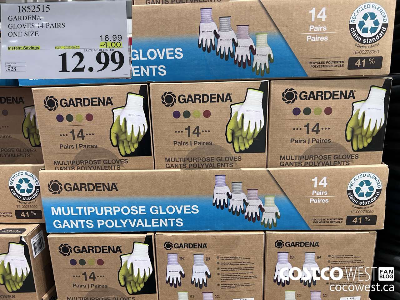 1852515 GARDENA GLOVES 14 PAIR ONE SIZE ($4.00 INSTANT SAVINGS EXPIRES ON 2025-06-22) $12.99
