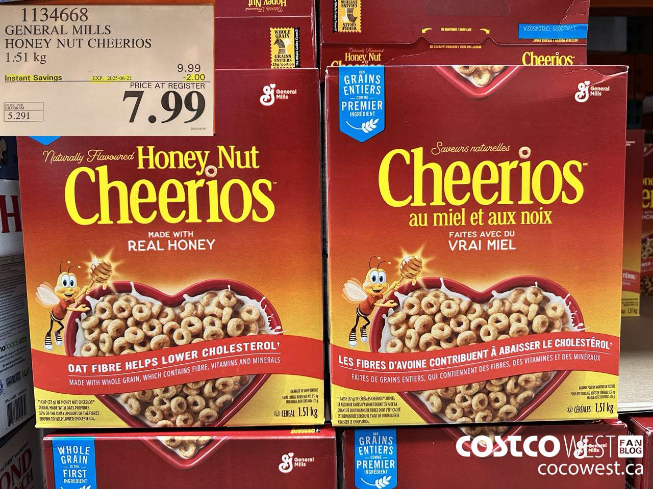 1134668 GENERAL MILLS HONEY NUT CHEERIOS 1.51 kg ($2.00 INSTANT SAVINGS EXPIRES ON 2025-06-22) $7.99