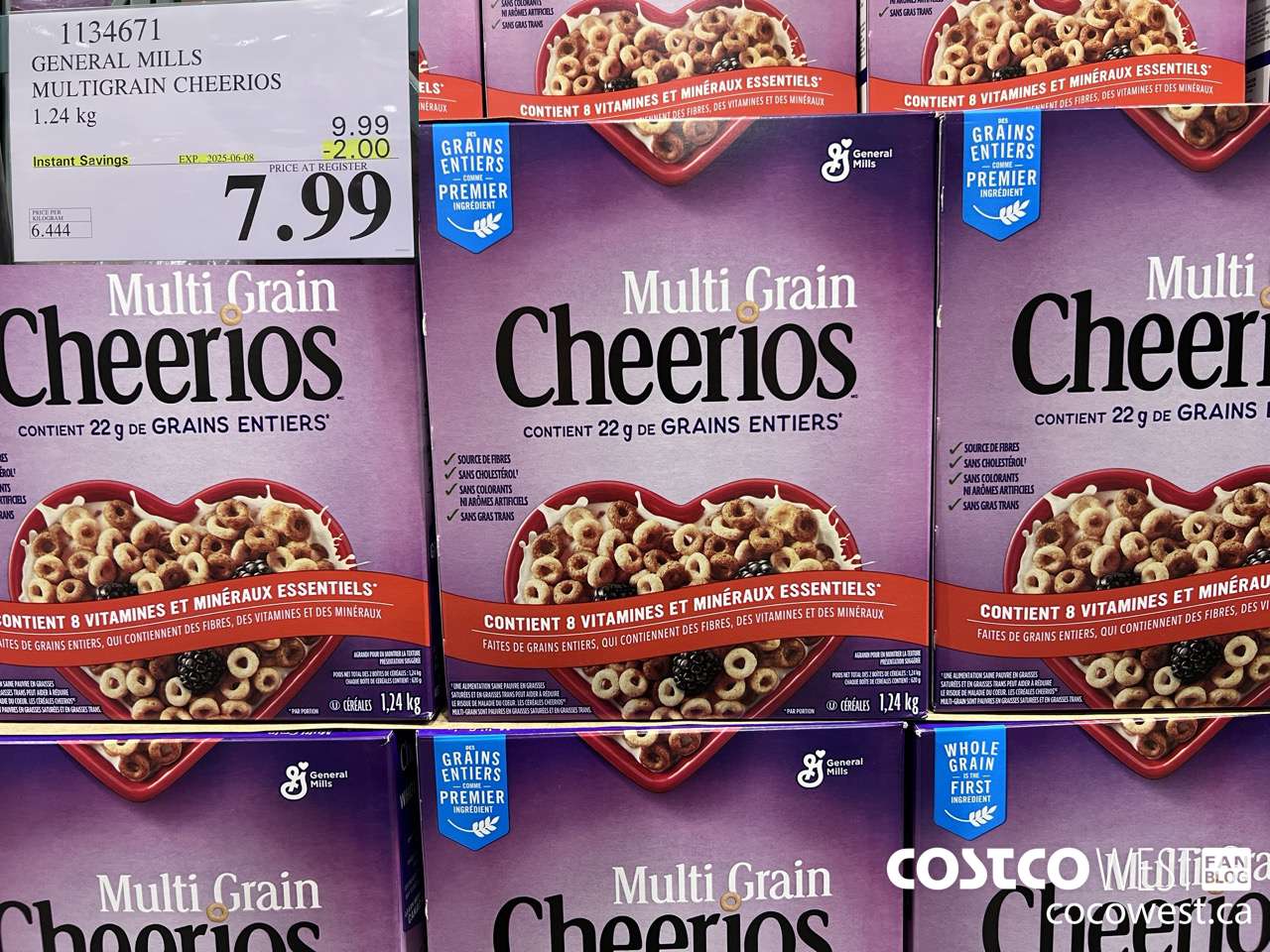 1134671 GENERAL MILLS MULTIGRAIN CHEERIOS 1.24 kg ($2.00 INSTANT SAVINGS EXPIRES ON 2025-06-08) $7.99