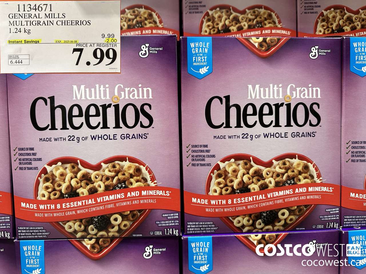 1134671 GENERAL MILLS MULTIGRAIN CHEERIOS 1.24 kg ($2.00 INSTANT SAVINGS EXPIRES ON 2025-06-08) $7.99