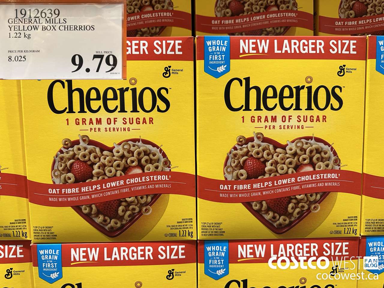 1912639 GENERAL MILLS YELLOW BOX CHEERIOS 1.22KG $9.79