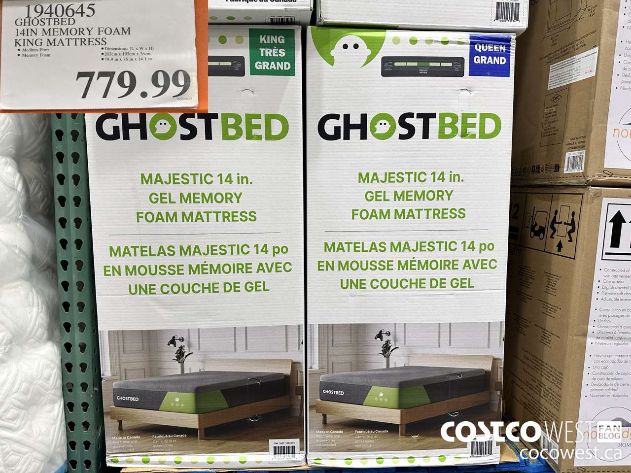 1940645 GHOSTBED 14IN MEMORY FOAM KING MATTRESS $779.99